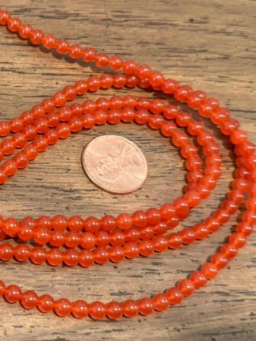 FOUR (4) 16" Strands High-Quality CARNELIAN Gemstone Beads 4mm Gorgeous Color!